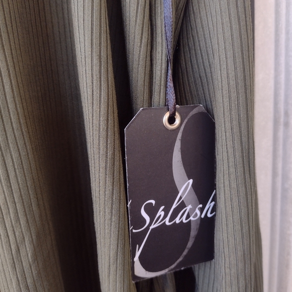 Splash Plus Women's Avocado Rib Knit Long Open Front Cardigan, Size 2X - Picture 4 of 8